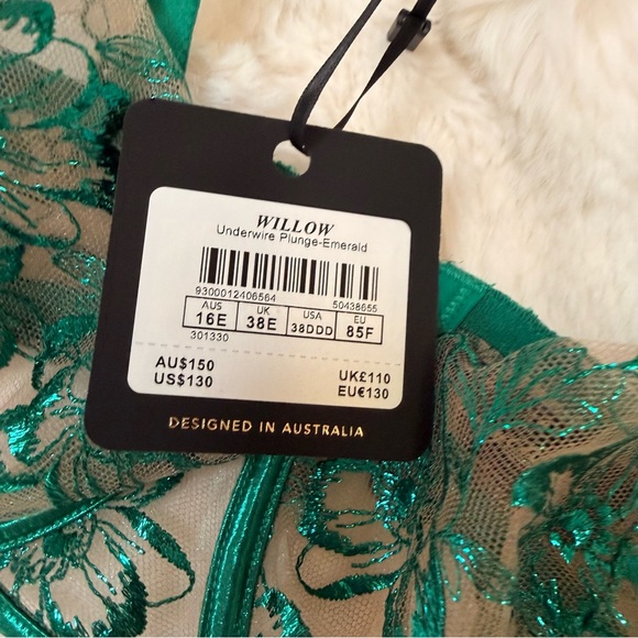 NWT Honey Birdette Willow Underwire plunge bra in Emerald size 38DDD - Picture 8 of 14